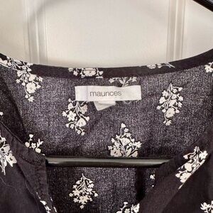 Maurices Black Top with White Floral Motif